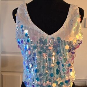 Fashion Nova Aqua Sequin Sparkle Crop Top